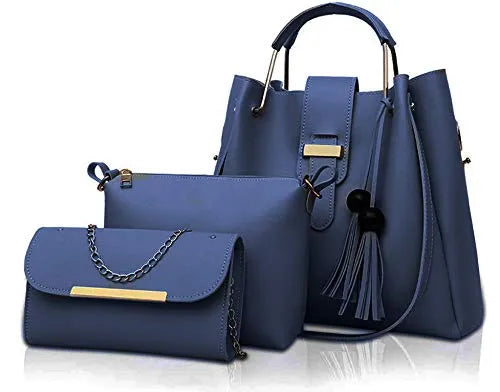 3Pcs PU Leather Ladies Hand Bags Set Handbags for Women Fashionable New Style Tote Bags Shoulder Bag Top Handle Satchel Purse Set 3pcs