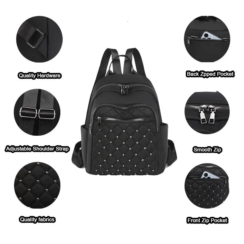 PU Leather Fashion Backpack for Women - Collage Backpack For Girls - Black Backpack for Girls- Shoulder Bag