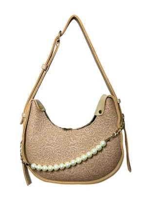 Elegant Pearl Crescent Shoulder Bag for Women | Stylish Crossbody Handbag