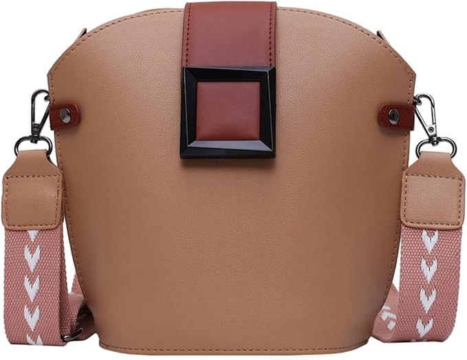 Casual Handbag with Wide Strap, Luxury Women's Shoulder Bags, PU Leather Crossbody Bag (Color: Khaki, Size: 9 * 7 * 5 inch) Brand: EKLART