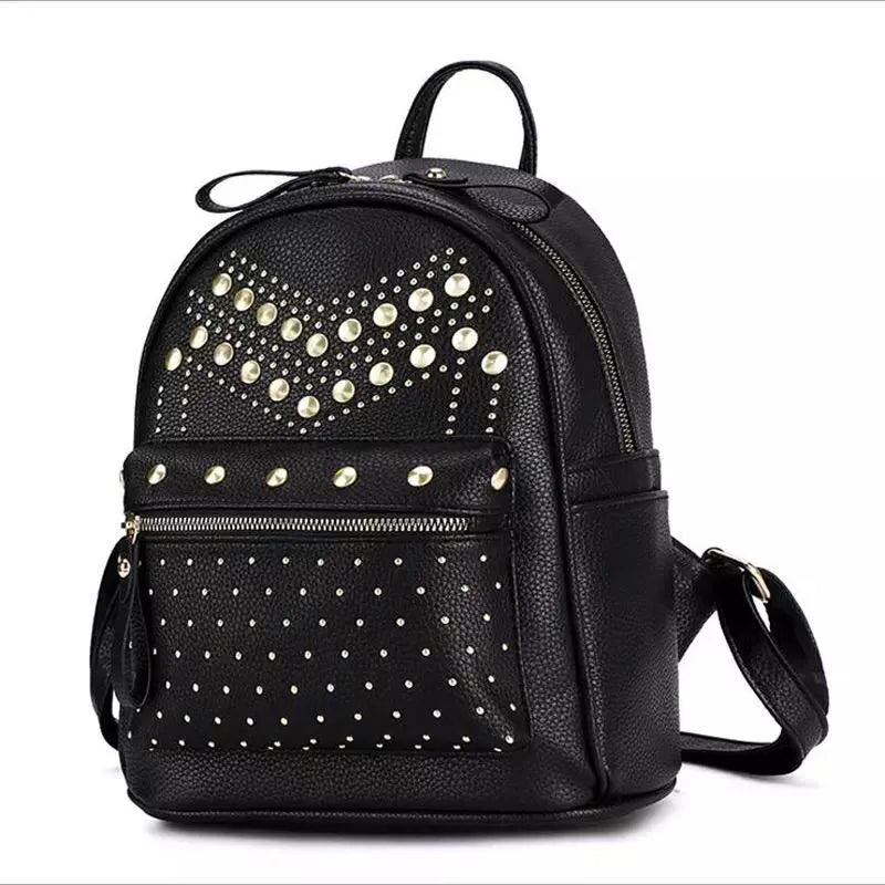 PU Leather Fashion Backpack for Women - Collage Backpack For Girls - Black Backpack for Girls- Shoulder Bag