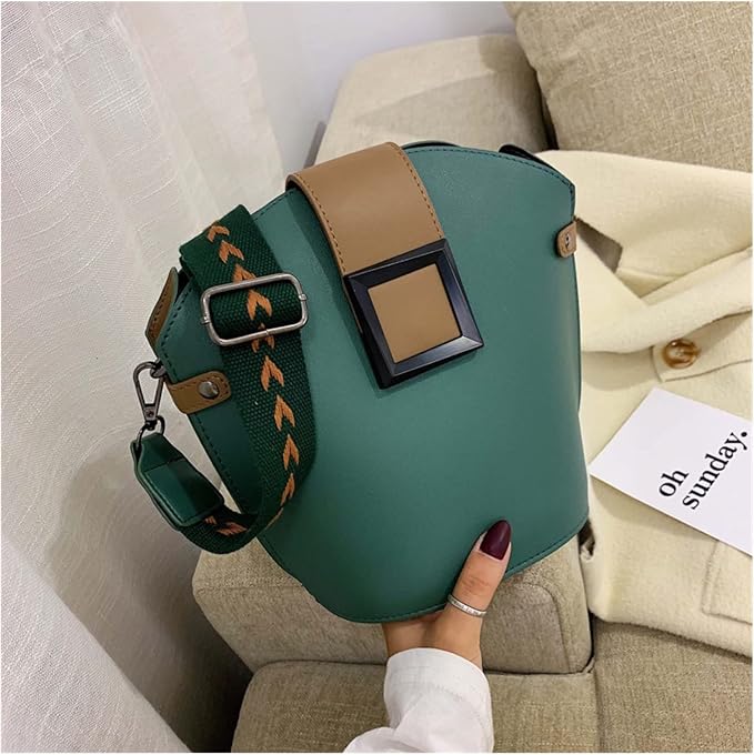 Casual Handbag with Wide Strap, Luxury Women's Shoulder Bags, PU Leather Crossbody Bag (Color: Khaki, Size: 9 * 7 * 5 inch) Brand: EKLART