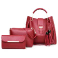 3Pcs PU Leather Ladies Hand Bags Set Handbags for Women Fashionable New Style Tote Bags Shoulder Bag Top Handle Satchel Purse Set 3pcs