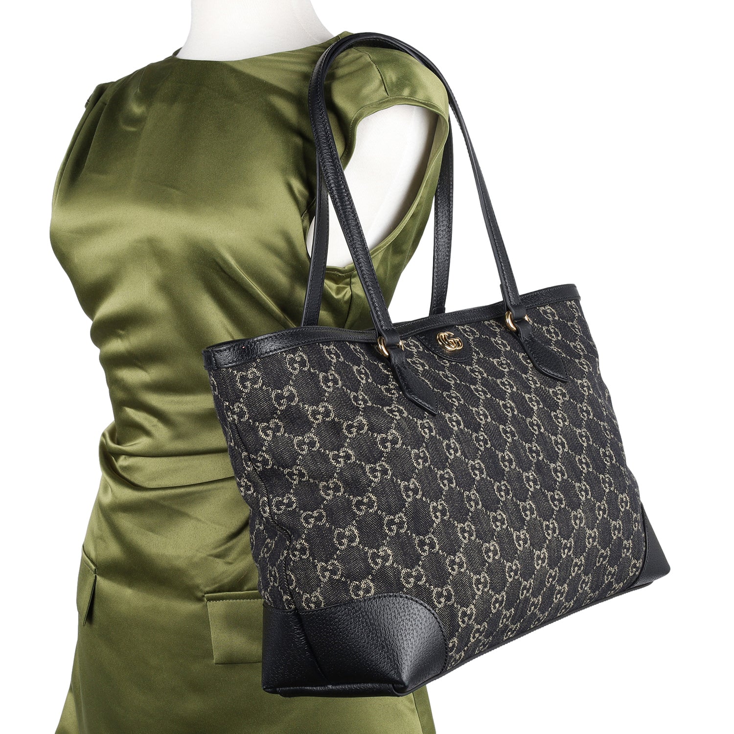 GUCCI GG Jacquard Denim Ophidia Shopping Tote