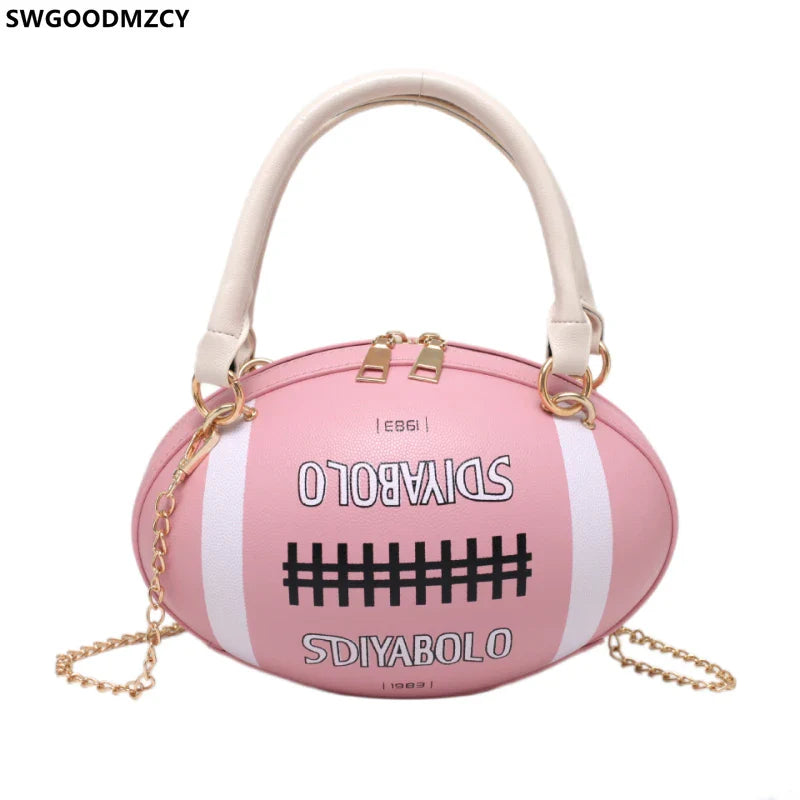 GEZHEN Rugby Shape Women Daily Handbag Clutch Bag Shoulder Crossbody Girl's Purse Novelty Funny Forest Style Soft Girl Single Chain Small Round