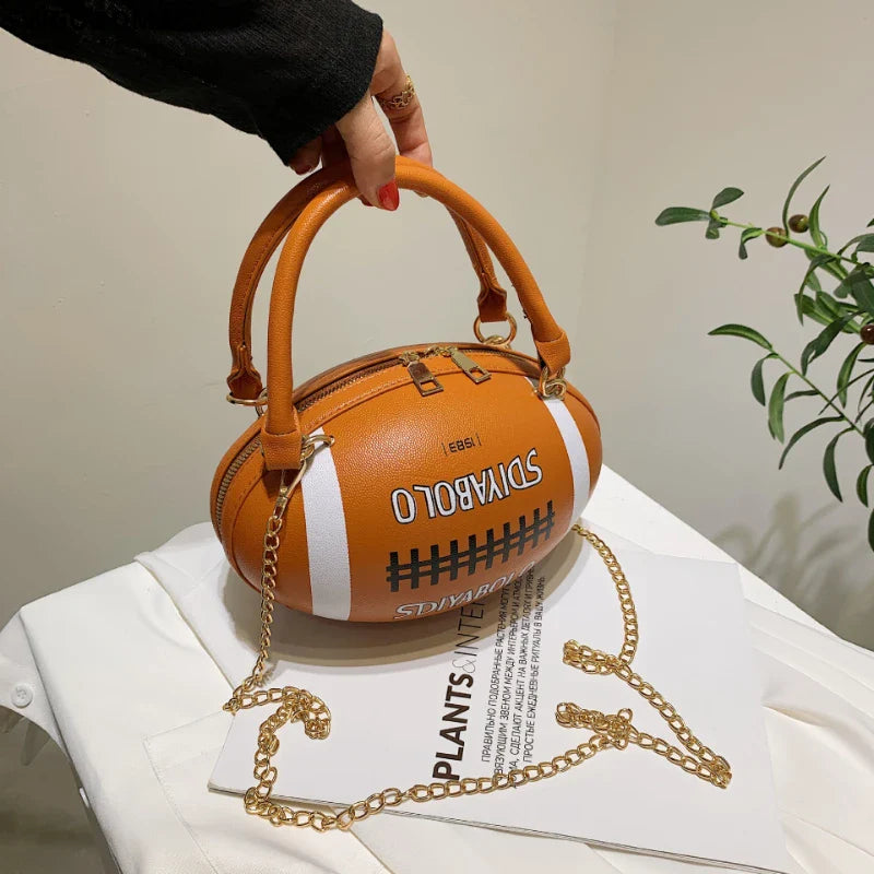 GEZHEN Rugby Shape Women Daily Handbag Clutch Bag Shoulder Crossbody Girl's Purse Novelty Funny Forest Style Soft Girl Single Chain Small Round