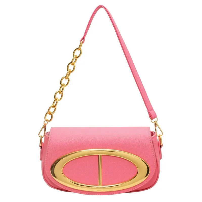 New Flap Small Bag Women Luxury Designer Purses and Handbags Simple Commute Saddle Bags Metal Lock Buckle Shoulder Crossbody Bag