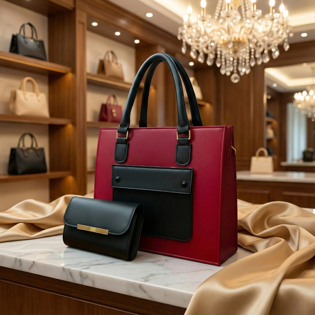 Signature Red and Black 2-Pc Tote Bag
