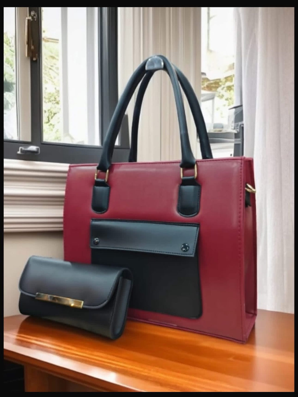 Signature Red and Black 2-Pc Tote Bag