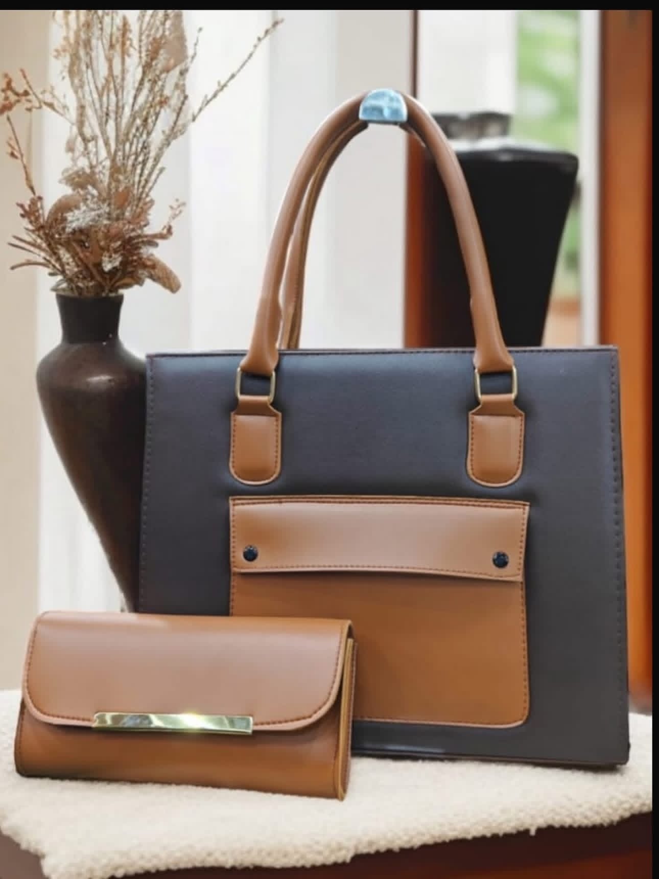 Signature Red and Black 2-Pc Tote Bag