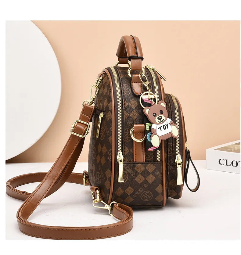 Brand Luxury Backpacks Soft Leather Waterproof Bagpack Preppy Style Young Student Bags Multifunction Mochilas Feminina Sac A Dos