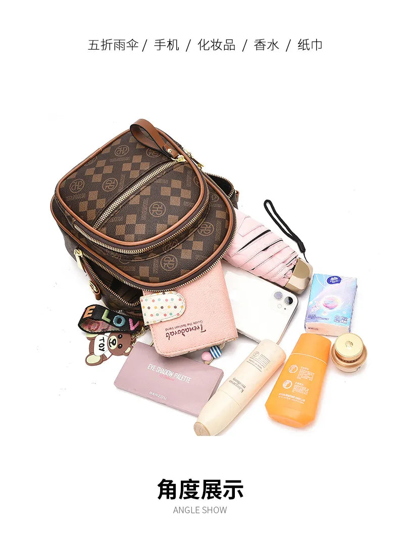 Brand Luxury Backpacks Soft Leather Waterproof Bagpack Preppy Style Young Student Bags Multifunction Mochilas Feminina Sac A Dos
