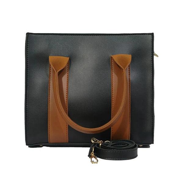 🖤 Elegant Black &amp; Tan Structured Tote Bag for Women