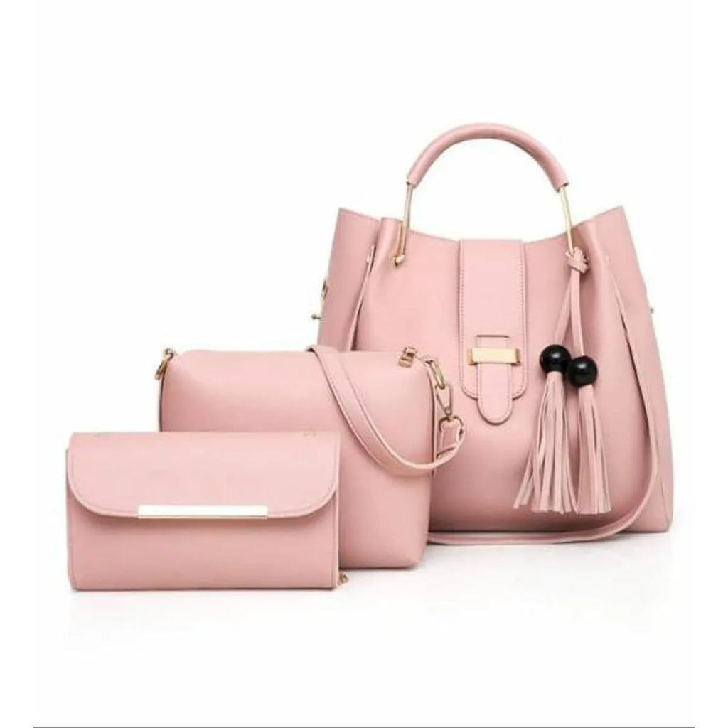 3Pcs PU Leather Ladies Hand Bags Set Handbags for Women Fashionable New Style Tote Bags Shoulder Bag Top Handle Satchel Purse Set 3pcs