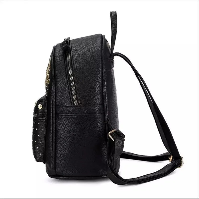 PU Leather Fashion Backpack for Women - Collage Backpack For Girls - Black Backpack for Girls- Shoulder Bag